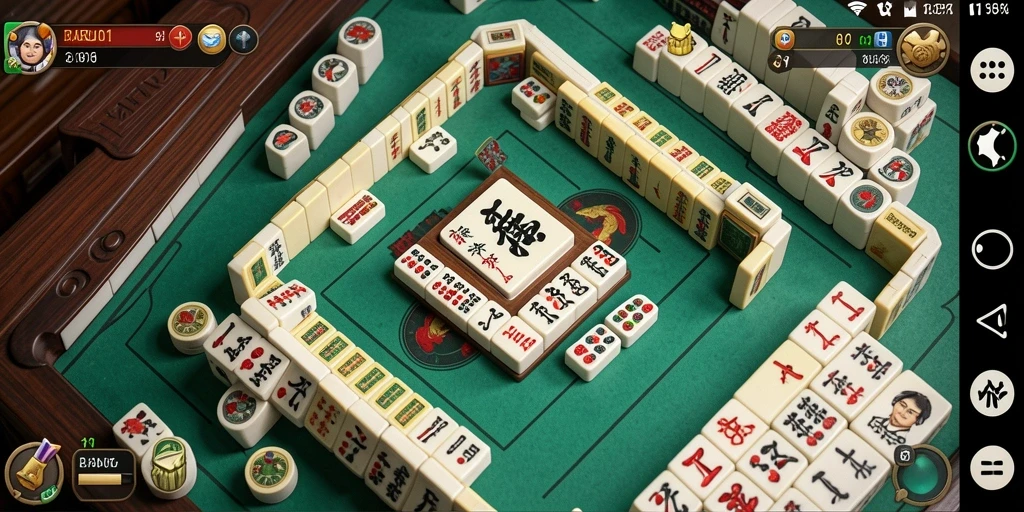 Tampilan screenshot utama gameplay Mahjong yang menarik dan interaktif.