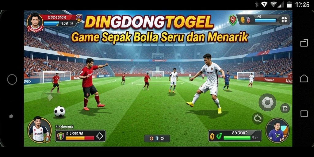 Screenshot DINGDONGTOGEL menampilkan aksi sepak bola yang seru dan mendebarkan.
