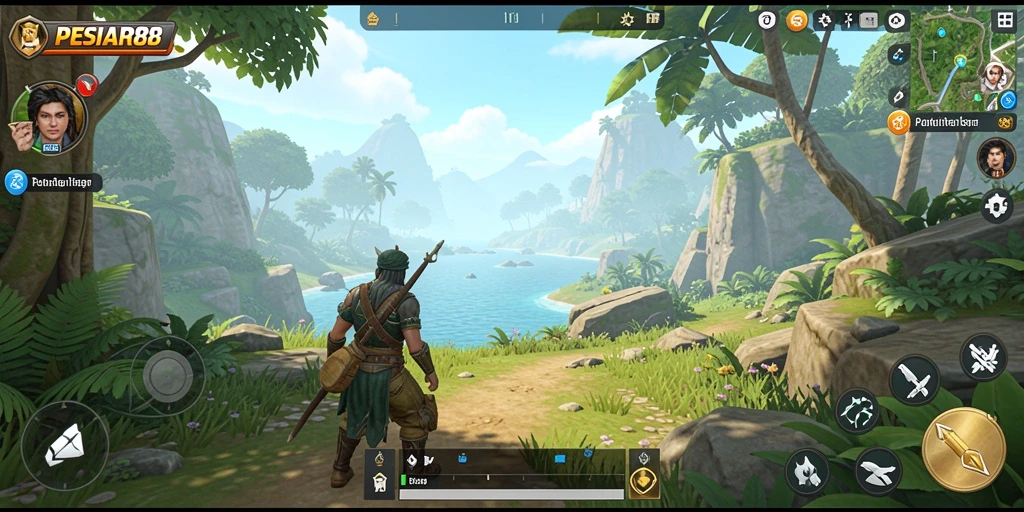 Screenshot gameplay PESIAR88 yang menampilkan eksplorasi dunia terbuka yang menakjubkan.