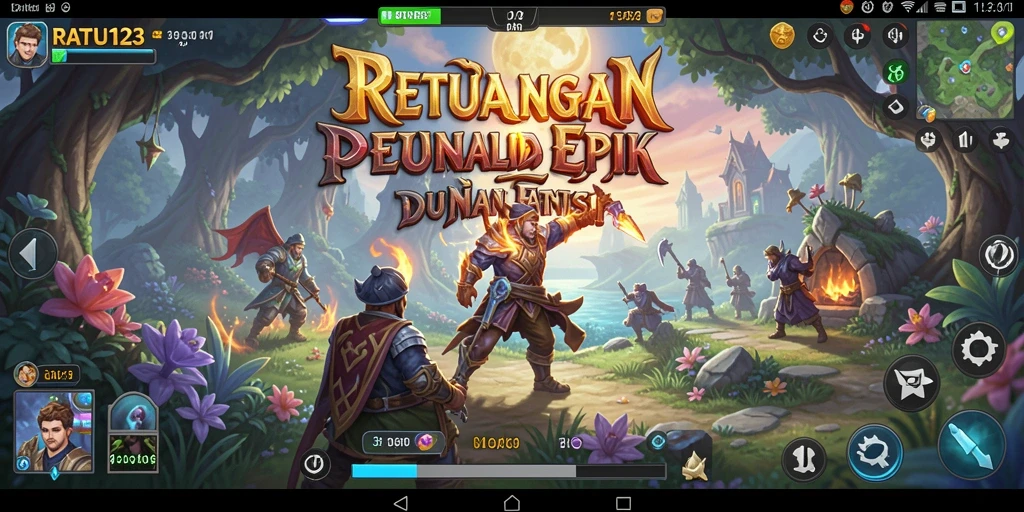 Tampilan gameplay epik RATU123 yang menampilkan karakter dan dunia fantasi.