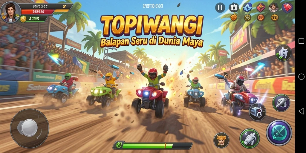 Tampilan gameplay menarik dari balapan cepat di TOPIWANGI.
